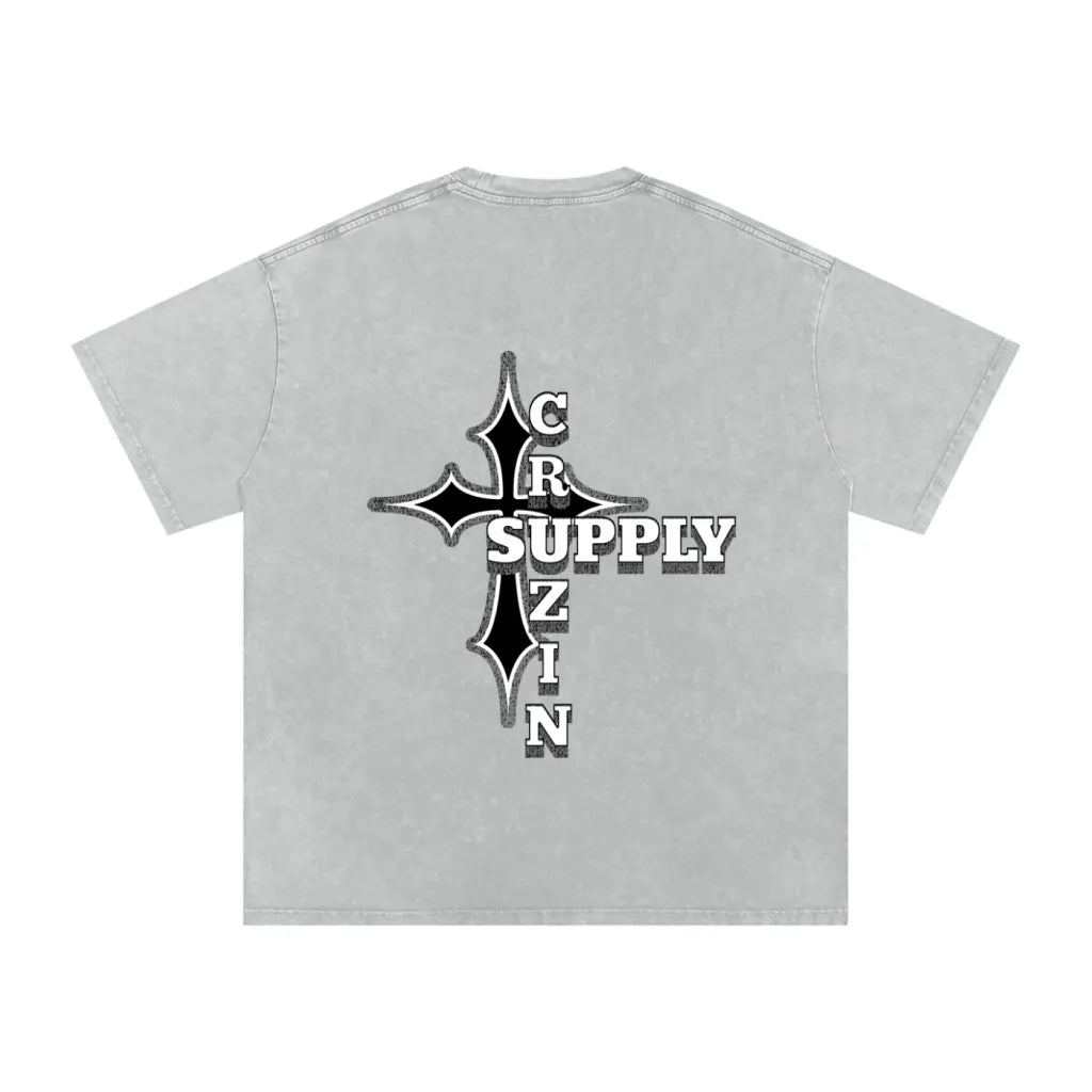 Oversized Grey Wash Cross Tee