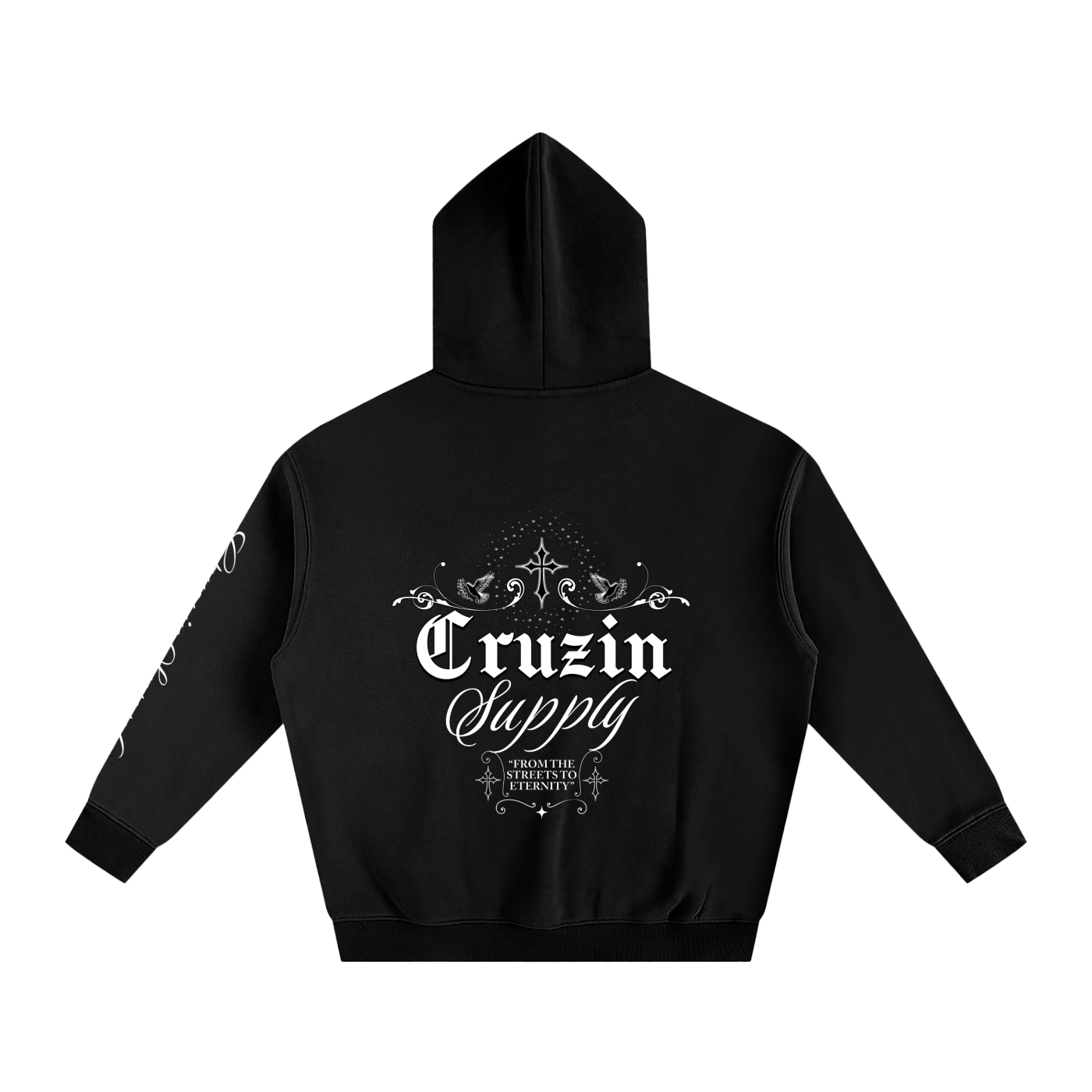 Black Oversized Cross Hoodie