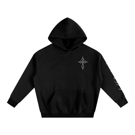 Black Oversized Cross Hoodie