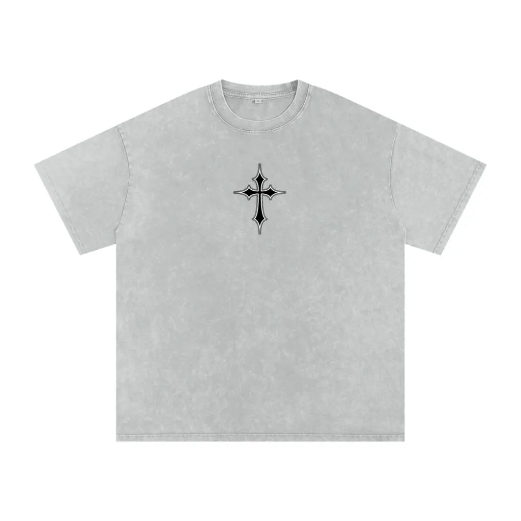 Oversized Grey Wash Cross Tee